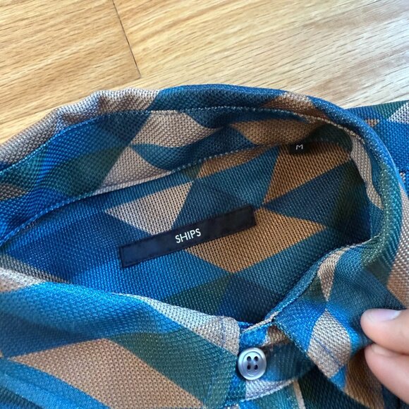 SHIPS Japan Geometric Mesh Shirt Medium - Picture 5 of 8